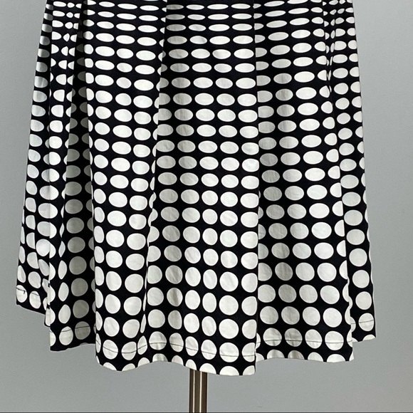 Calvin Klein Womens Black White Polka Dot Pleated Skirt Pockets Cotton size 6 - Picture 3 of 8